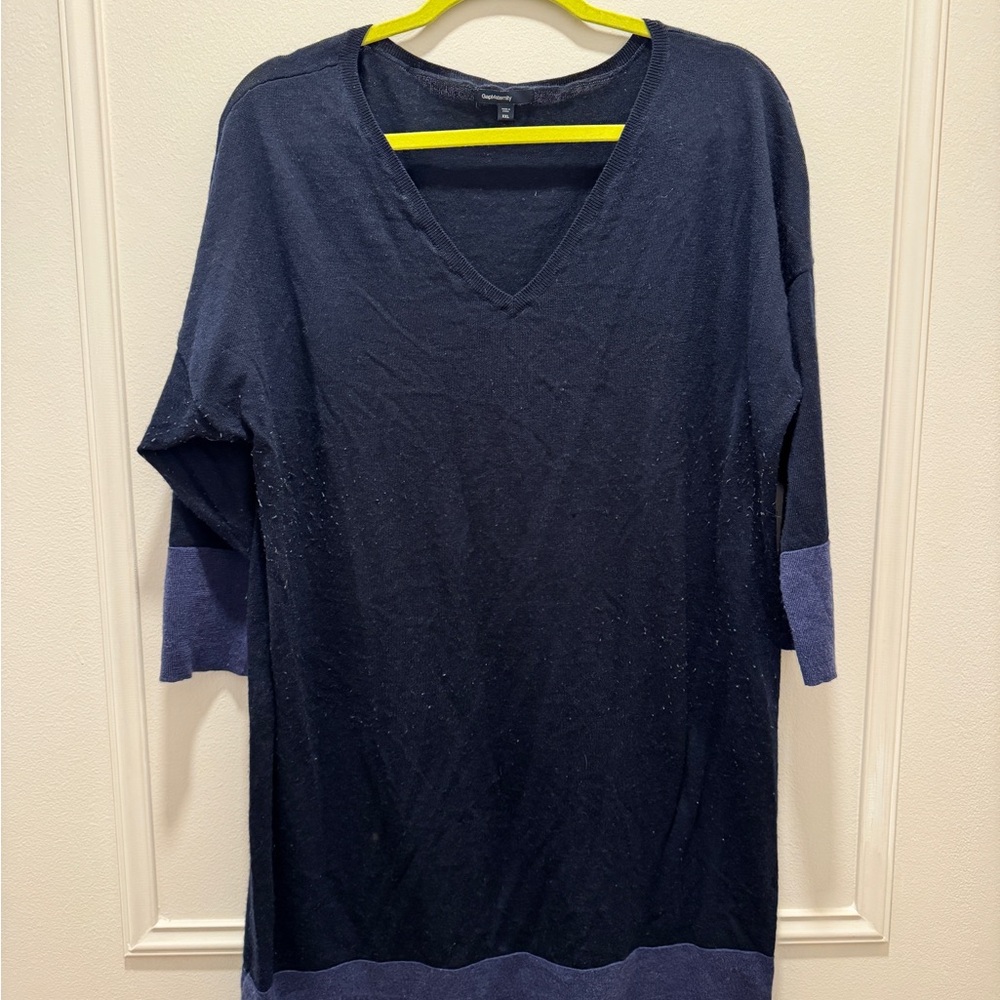 Women's Navy V-Neck Top
